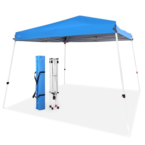 Abba Patio 10x10 Slant Leg Canopy Tent, Portable Commercial Canopies Shelter with Carry Bag, Waterproof UV-Resistant (Blue)