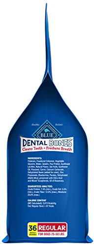 Blue Buffalo Dental Bones Regular Natural Dental Chew Dog Treats, (25-50 Lbs) 36-Oz Bag Jumbo Pack #TOP6