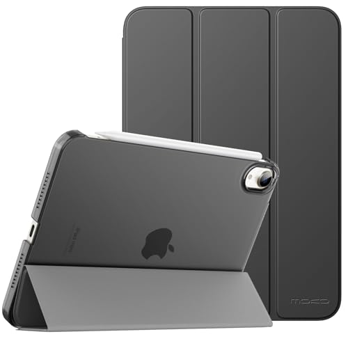 MoKo for iPad Mini 7 (A17 Pro) Generation Case 2024, iPad Mini 6 Case 2021, 8.3-inch Slim Lightweight Protective Hard Back PC Shell Stand Cover Support Touch ID, Auto Wake/Sleep, Space Gray