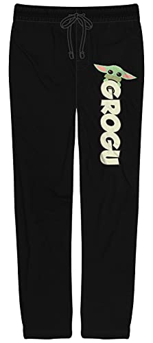 Mens Star Wars Mandalorian Grogu Screen Print Black Sleep Pajama Pants