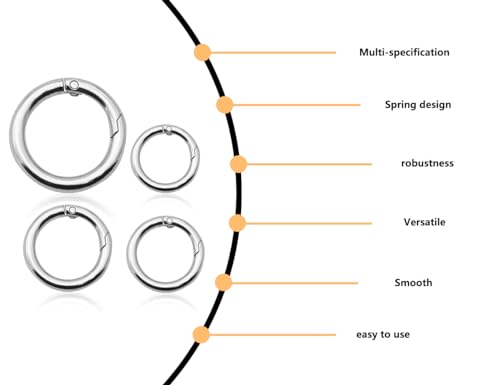 KAPSING 16 Stück Schlüsselanhänger Ringe Edelstahl, Ringkarabiner, Runde Karabinerhaken, Frühling O-Ring, O-Ring Karabiner Silber(Innendurchmesser 13/17/19/25mm)
