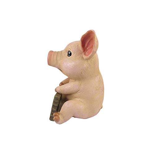 Dwk Pig Toilet Tank Decorative Figurine | Pig Bathroom Sign | Funny Pig Themed Items And Farmhouse Pig Figurine | Shelf Decor For Bathroom Pig Sculpture - 6" #TOP4