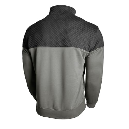Pull matelassé gris homme col montant taille L à fermeture éclair 1/4