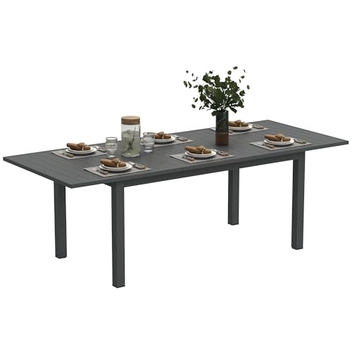 Table de jardin extensible Outsunny, en aluminium, 160/220 x 90 cm, résistante aux intempéries, antidérapante, pour jardin