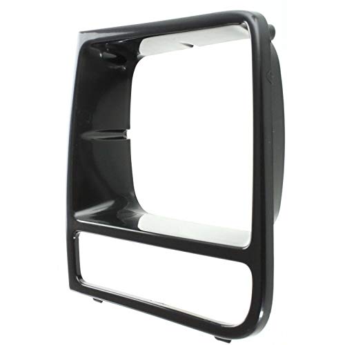 Image of DAT AUTO PARTS Front Left Headlight Door Bezel Fits 1997-2001 Jeep Cherokee | SUV, LH Driver Side Lamp Cover Grille Trim Insert, Black Textured Plastic, CH2512157, 55055137