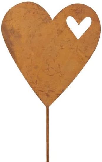 3er Set Herzen Gartenstecker Edelrost - Wetterfeste Gartendeko Für Draußen