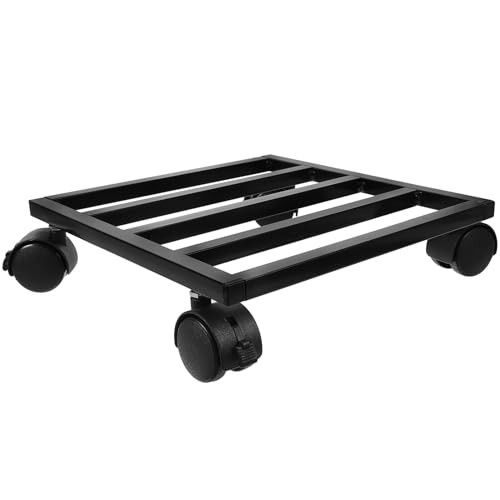 Support de plante avec base carrée robuste en fer et 4 roulettes multidirectionnelles - 2