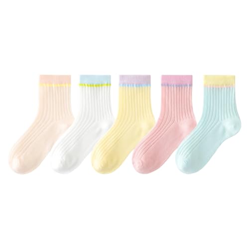 Toddler Girls Boys Mid Calf Socks Summer Stretch Seamless Breathable Thin Mesh Socks 5 Pairs