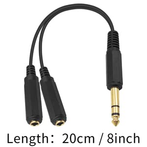 Poyiccot 1/4 Splitter Cable, 6.35Mm 1/4" Trs Stereo Male To Dual 6.35Mm 1/4" Trs Stereo Female Y Splitter Cable Quarter Inch Splitter Cord 20Cm/8Inch #TOP2