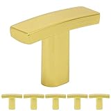  Probrico - Tirador de cajón de cocina, 37 mm de longitud, diseño moderno en forma de T, Aleación de cinc, dorado, paquete de 6