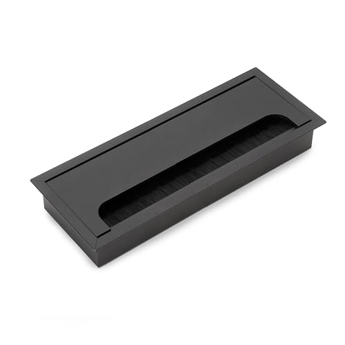 Passe-câbles rectangulaire 269x80mm aluminium pour gestion fils de bureau
