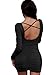 XXTAXN Women's Sexy Bodycon Long Sleeve Backless Party Mini Dress Black