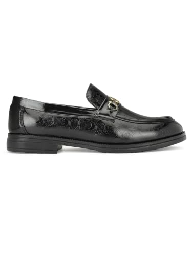 Image of Inklenzo Men's Loafer Black Faux Leather Wedding Slip-On Block Heel Fashion Casual Shoes