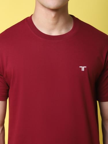 Image of Pinkmint Men's Cotton Blend T-Shirt ll Soild Round Neck T-Shirt ll Stylish Half Sleeve T-Shirt's (Pack of 1)