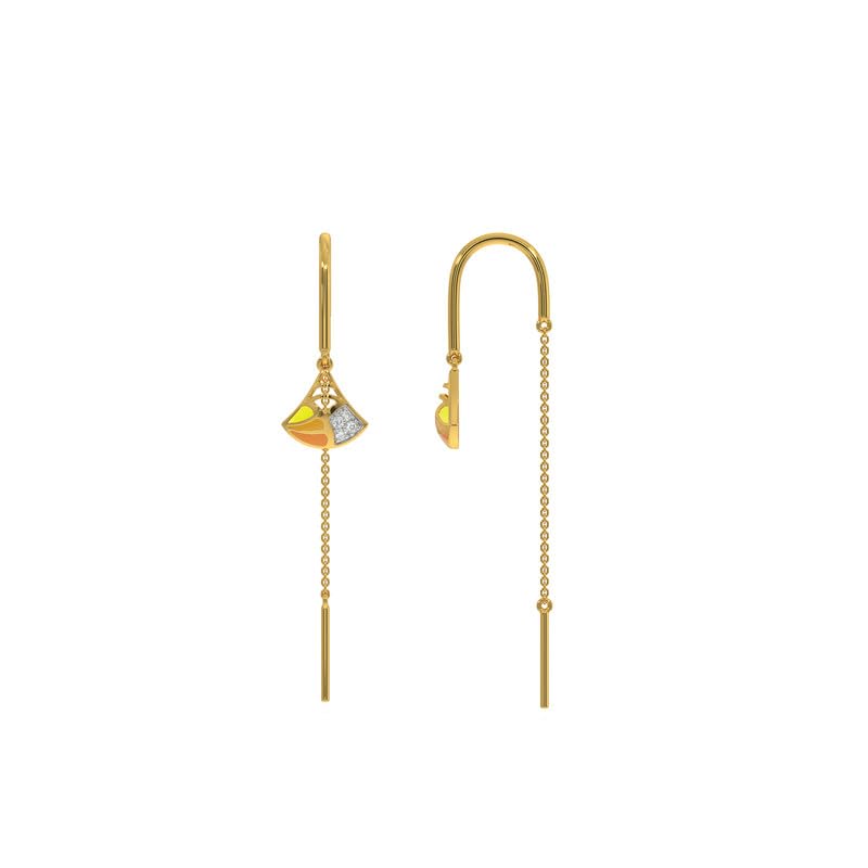 Image of Kisna 18 KT Freesia Yellow Gold Natural Diamond Earrings For Women