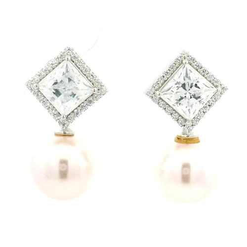 Image of 925 Sterling Silver Pearl Earrings for Women | Sterling Silver Pearl Stud Earrings | Hypoallergenic Rhodium Plated Anti-Tarnish Lightweight Daily Wear Jewellery | Office Wear | Gift for Wife, Girlfriend, Mother, Sister | Birthday, Anniversary, Rakhi