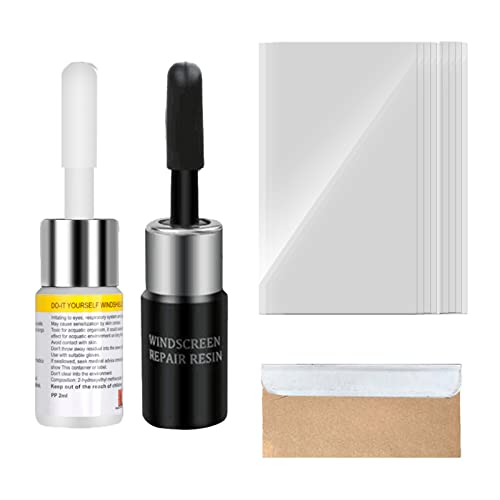 Kit Reparation pare Brise,Outil Réparation Pare-Brise,Liquide Réparation Verre,Liquide De Réparation De Verre Automatique,pour Craquelures, Bulls-Eye, Star-Shaped et Half-Moon Cracks(2PCS))