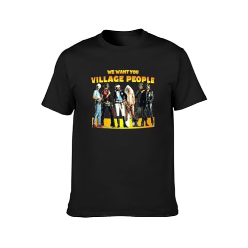 Disco Legends Village People Mens Camiseta Black Graphic Unisex Camiseta, Negro , XXL