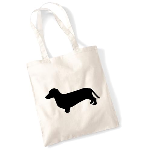 Huuraa Tasche Dackel Silhouette Geschenk 10 Liter Natural Baumwolle Dackel Accessoire