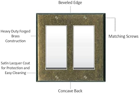 Switch Hits Quad Light Switch Plate GFCI Wall Plate Outlet Cover | 4 Rocker Mottled Antique Brass Electrical Faceplate | Hand Polished Thick Brass Construction | 4 Gang, 8.25" W x 4.5" H