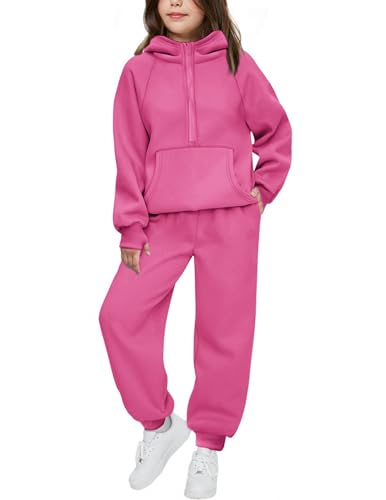 Arshiner Girls 2 Piece Outfits Matching Sets Half Zip Sweatshirts