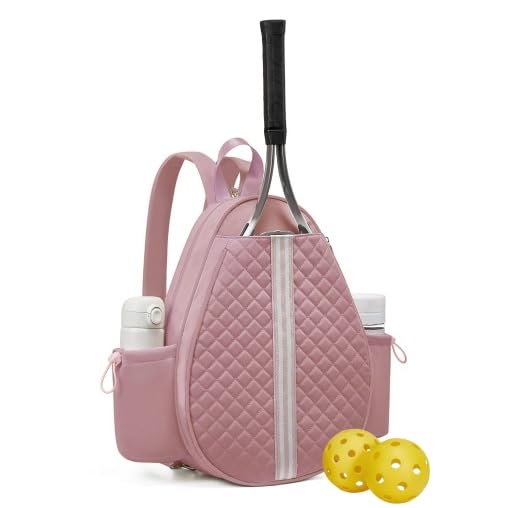 YYKSYDPT Pickleball Bag,Pickleball Tennis Sling Bag Backpack for Women Man,Tennis Paddle Racket Bag with Hook Water Bottle Holder&Wet Pocket for Pickleball Tennis Badminton Sports Accessories (Pink)