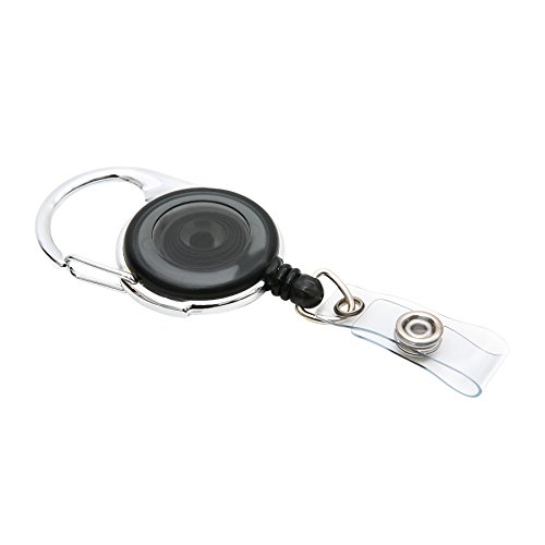 Bobines de badge d'identification rétractables avec clip et sangle ronde fumée - Lot de 12