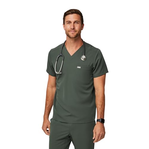 Image of FIGS Leon Scrub Top for Men - 3 Pockets, Tailored Fit, Modern V-Neck, 4-Way Stretch, Moisture-Wicking