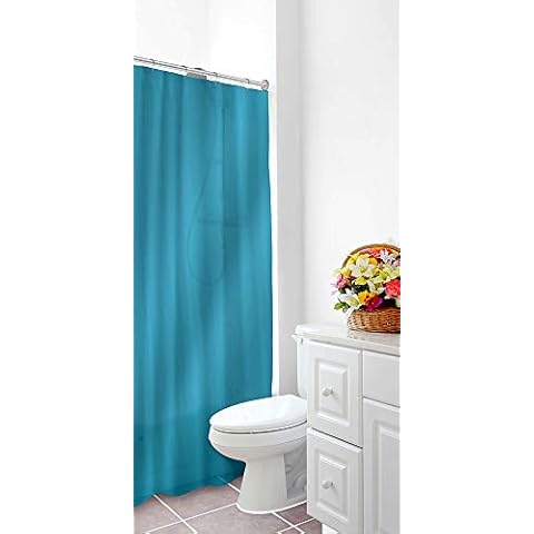 Home Expressions 3 Gauge Shower Curtain Liner – 70 x 72 Vinyl Shower Curtain with Rustproof Metal Grommet and 3 Magnetic Weights – Odor Free and Compatible with Standard Showers. (Turquoise) Cover
