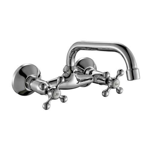 AQG - Grifo de Pared Rhodas para Fregadero - Caño Giratorio y Fácil Instalación Cocina - Diseño Elegante y Funcional (CROMO)
