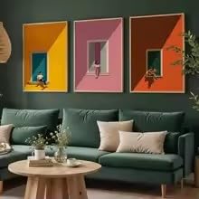 LIRHIQYGF Tríptico moderno para alféizar de ventana, lámina decorativa de pared, lienzo, póster, cuadro para sala de estar, dormitorio, decoración del hogar (30x45cmx3/marco)
