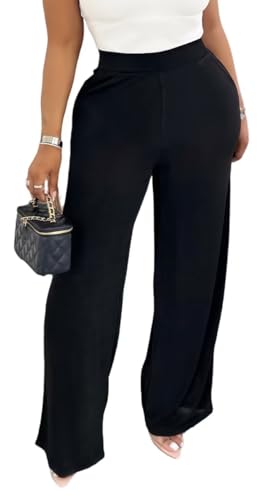 Womens High Waisted Wide Leg Pants Dressy Casual Lightweight Stretchy Loose Lounge Pants