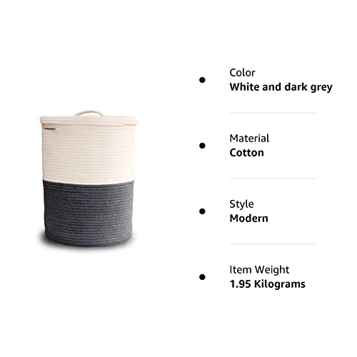Large Laundry Basket With Lid, Tall Laundry Hamper With Lid, Woven Storage Basket Decorative Cotton Basket For Blankets Clothes Toys Pillows Towels Baby Nursery Bathroom Living Room Kitchen #TOP6