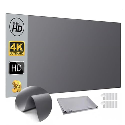 4k Metal Lightproof Foldable Portable Movie Screen, 16:9 HD Anti Light Projector Screen,160°Wide Viewing Angle,for Home Theater,Office,Classroom & Outdoor Use,Easy Install (120in)