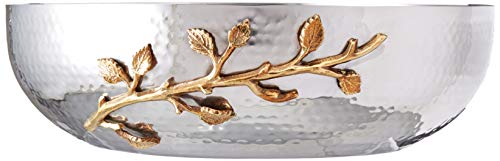 Elegance Golden Vine Hammered, 12-Inch, Silver/Gold Stainless Steel ,Salad Bowl #TOP1