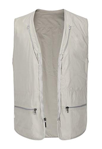 Spanye Men's Fishing Vest Alive Outerwear Multi-Pocket Vests Casual Work Sleeveless Jacket Beige-3Xl #TOP3