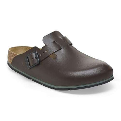 Birkenstock Boston Pro Zapatillas de estar por casa para hombre y mujer, de piel, con certificado EN ISO 20347:2043, para medicina, gastronomía y servicio, Java, 42 EU