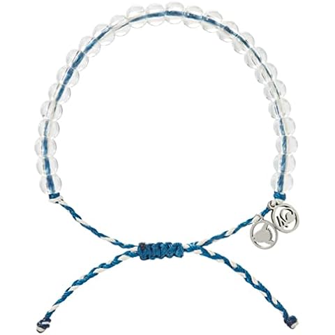 4Ocean Handmade Beaded Bracelet From Recycled Plastic With Silver 4O Charm & Reusable Cotton Gift Bag and Stickers, no gemstone Cover