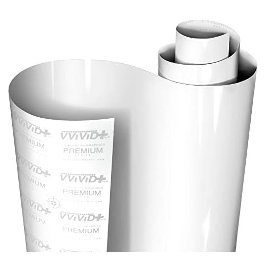VViViD+ Ultra Gloss Premium Vinyl Car Wrap Film (1ft x 5ft, Gloss White)