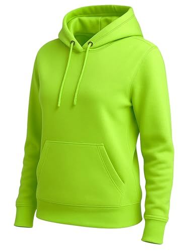URBAN BUCK Womens Neon Pullover Hooded Sweatshirt Casual Long Sleeves High Visibility Lightweight Athletic Women Hoodie