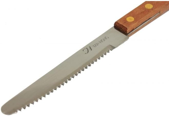 Betolla (Set of 144) 4-Inch Stainless Steel Steak Knives – Rounded Serrated Blade with Wood Handles, Commercial Quality for Restaurants & Steakhouses