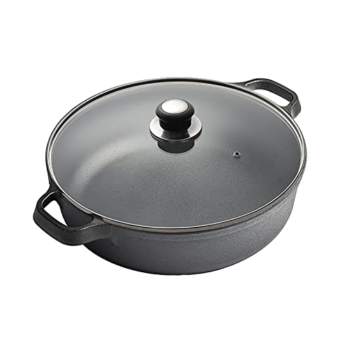 Olla de hierro fundido esmaltada con tapa, cacerola/sartén/wok antiadherente multifunción, olla antiadherente, para placas de inducción/gas (31 / 33cm) (Size : 31cm) Cover
