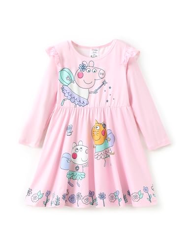 Peppa Pig Toddler Girl Dresses Sleeveless Rainbow Butterfly Print A Line Sundress Dress for Kids