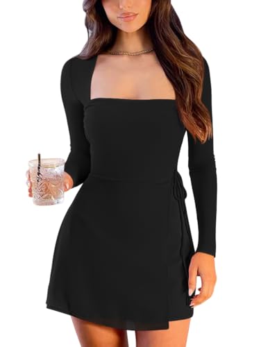 Amazon.com: XXTAXN Women's Sexy Fall Long Sleeve Square Neck Party