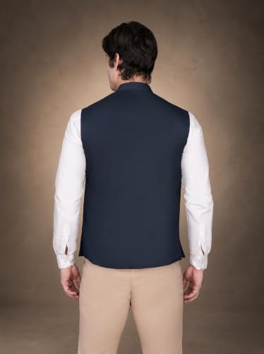 Image of Vastraa Fusion Bandi Modi Koti, Nehru Jacket for Men, Cotton Waistcoat for All Occasion: Diwali, Wedding, Ethnic, Office Party, Formal & casual Look