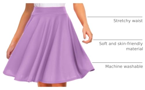 Image of EXCHIC Women's Casual Stretchy Flared Mini Skater Skirt Basic A-Line Pleated Midi Skirt