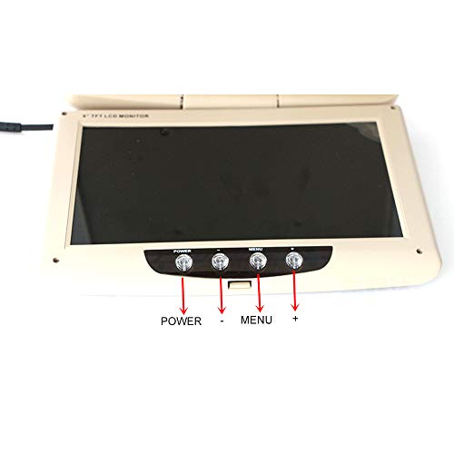 Image of Kunfine Car Overhead Player 9 Inch Wide IPS Screen Video Car Roof Mount Monitor Stereo Flip Down Overhead Car Monitor Remote Control NO DVD（Beige）