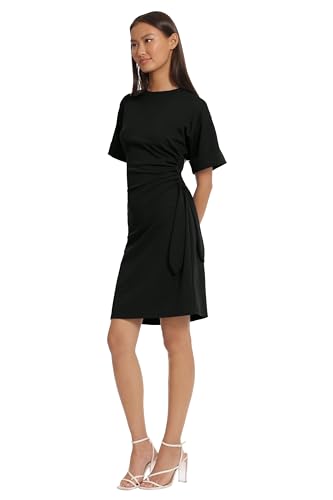 Donna Morgan Women's Sleek and Sophisticated Side Ruched Ad Tie Detail Dress Workwear Event Occasion Guest of2