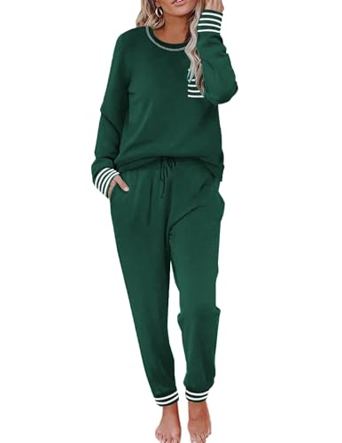 Ekouaer Pajamas Women's Long Sleeve Pj Set Soft 2 Piece Loungewear Sleepwear with Jogger Pants XS-3XL