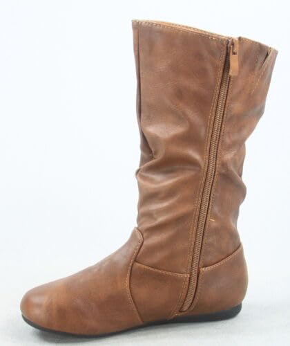 Forever Link Girl's Kid's Round Toe Slouch Flat Heel Mid-Calf Winter Fashion Boots2